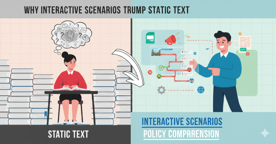 Why Interactive Scenarios Trump Static Text for Policy Comprehension